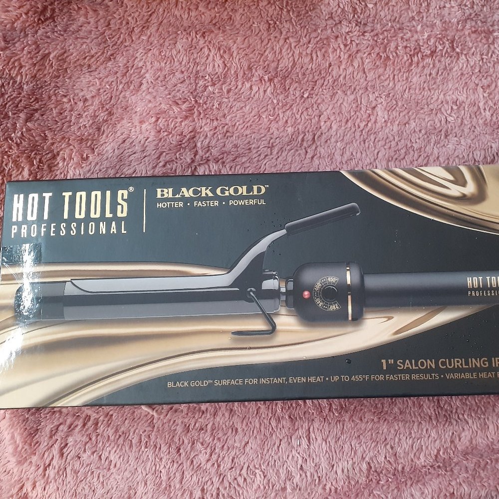 Brand New Hot Tools Black Gold Curling Iron/Wand- 1"